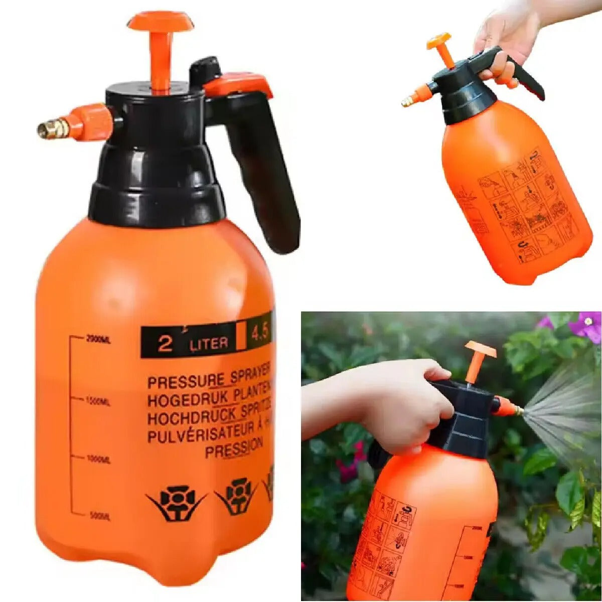 2L Garden Hand Pump Sprayer – Portable Pressure Spray Bottle Water Weed Chemical